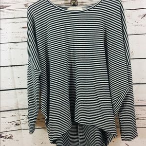 Loft striped high/low long sleeve sweater
